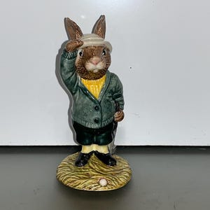 Vintage Royal Doulton Bogey Bunnykins, 1984 Royal Doulton England Bunnykins, Royal Doulton Bunnykins Golfer, Mint