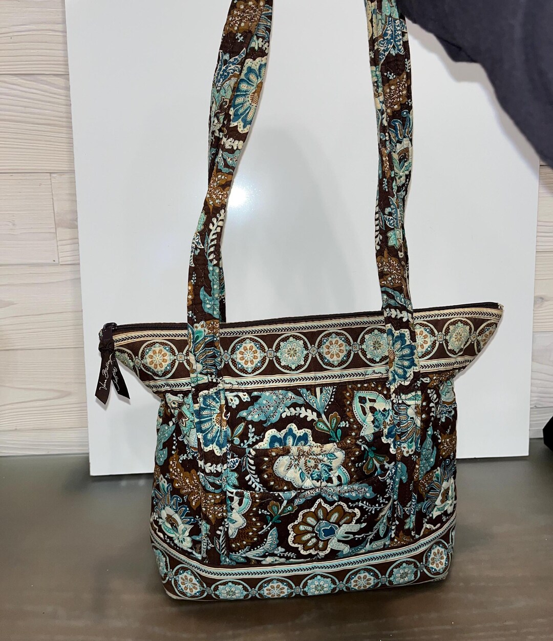 Vera Bradley Quilted Tote Bag, Vera Bradley Brown Blue Quilted Shoulder ...
