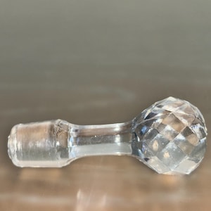 Mid Century Glass Bottle Stopper, Faceted Glass Bottle Stopper, Faceted 2 3/4" Bottle Stopper, Replacement Cruet Stopper, Perfume Stopper