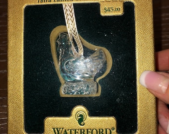 Vintage Waterford Kristall Weihnachten Französische Henne Verzierung, Waterford Französische Henne Verzierung, Kristall Waterford 1997 Weihnachten, neu in der Box