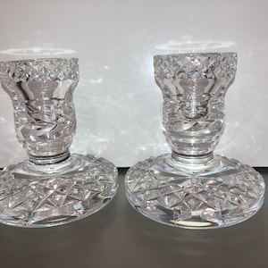 Pair of Waterford Glandore 3 1/2&quot; Candlesticks, Crystal Waterford Glandore Candle Holders, Irish Crystal Vintage Candlesticks, Mint