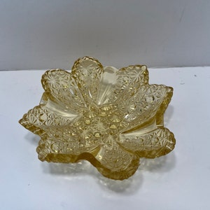 Vintage Fenton Gold Daisy and Button Star Bowl, Gold Fenton Sawtooth Trinket Dish, Fenton Gold Glass Daisy Button Star Bowl, Good