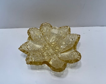 Vintage Fenton Gold Daisy and Button Star Bowl, Gold Fenton Sawtooth Trinket Dish, Fenton Gold Glass Daisy Button Star Bowl, Good