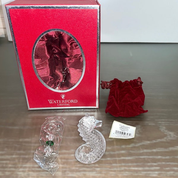 Waterford 2011 Seahorse Ornament, Waterford Crystal Seahorse, Waterford 154330, Waterford 2011, Waterford Seahorse Enhancer and Tags, in Box