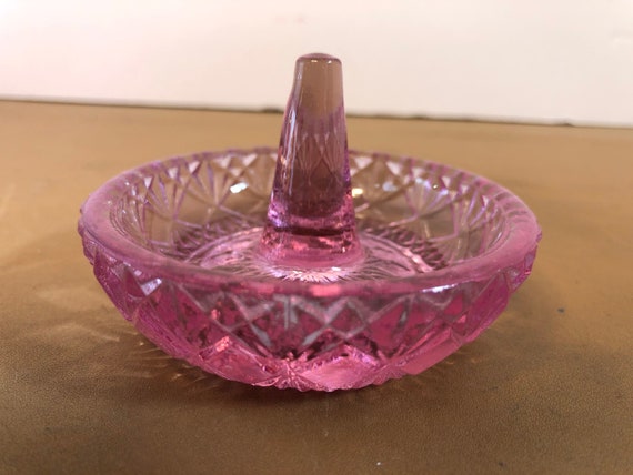 Fenton Pink Ring Dish, Pink Fenton Ring Holder, Pink Glass Ring Holder, Bridal Gifts, Signed Fenton Ring Dish, Pink Ring Dish