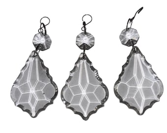 3 pieces of French Crystals, Pendalouge Chandelier Prisms, Antique 2 3/4" Chandelier Crystals, Beveled French Prism Sets, mint