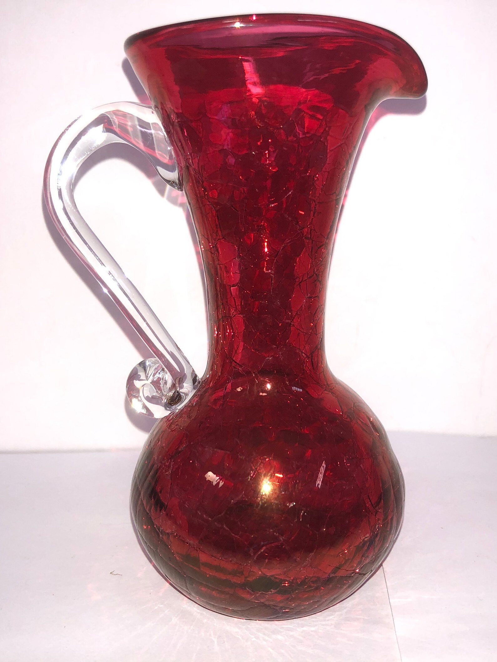 Cranberry Hand Blown Pitcher Vintage Cranberry Crackle - Etsy New Zealand