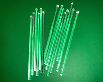 14 Vintage Glass Stir Sticks, Mid Century Bar Ware, 6" Glass Drink Sticks, Swizzle Sticks, Fancy Bar Drinks, Mid Century Bar Stir Sticks
