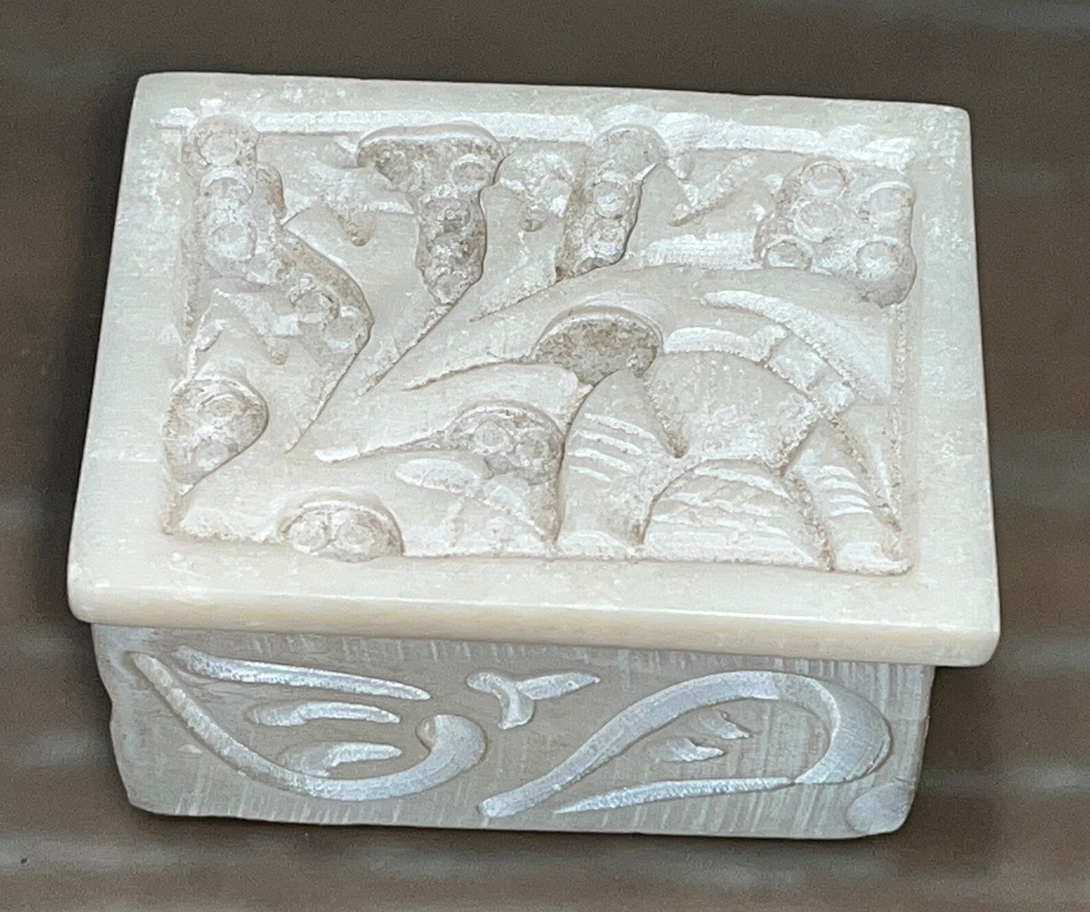 Box Like Stone Vintage Carved Soapstone Box, Stone Square Box, 2 1/4