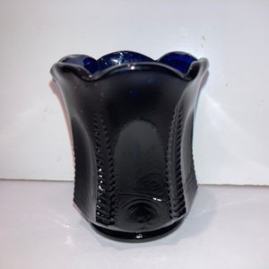 Vintage Cobalt Toothpick Holder, Vintage Feather Toothpick Holder, Cobalt Scalloped Toothpick Holder, Vintage Cobalt Match Toothpick, READ