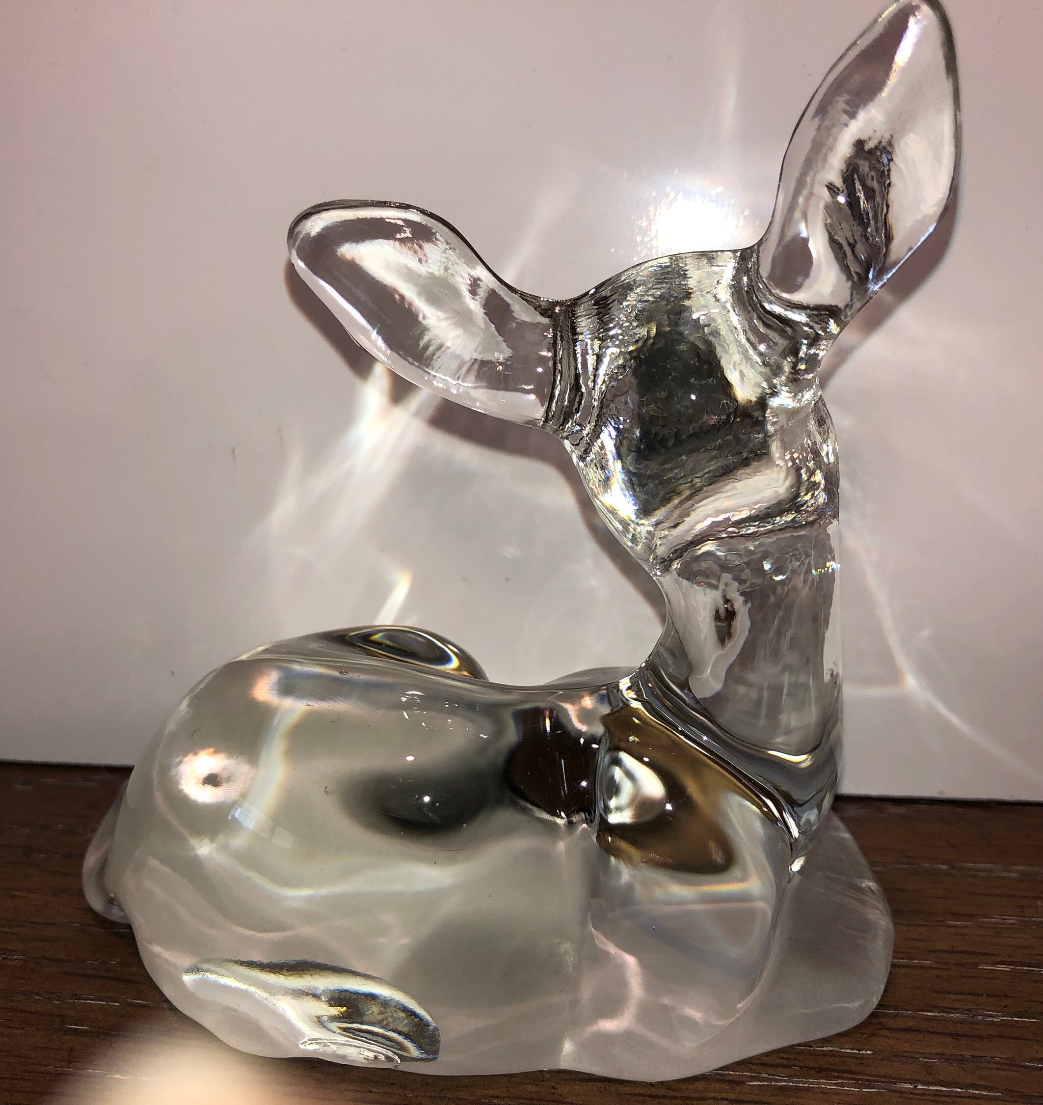 Fenton Clear Deer Figure Tail Vintage Signed Fenton Glass Etsy