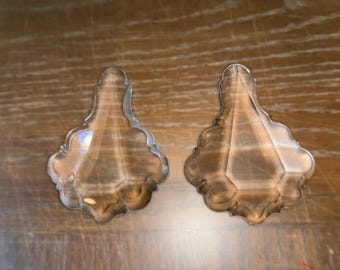 2 pieces of Antique French Crystals, Large Pendalouge Chandelier Prisms, Antique 4" Chandelier Crystals, Beveled French Prisms, READ