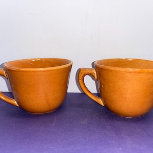 2 tazas vintage Bauer La Linda, tazas de té Bauer USA con diseño de calabaza, tazas de café Bauer Pottery La Linda, vasos para bebidas Bauer La Linda color óxido
