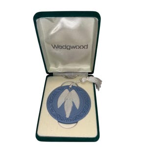 Vintage Wedgwood 1989 Christmas Ornament, Wedgwood Blue Jasper Angel, Wedgwood Ornament 1989 Angel, Wedgwood in Box