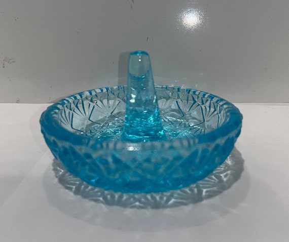 Vintage Fenton Turquoise Blue Ring Dish, Aqua Blu… - image 1