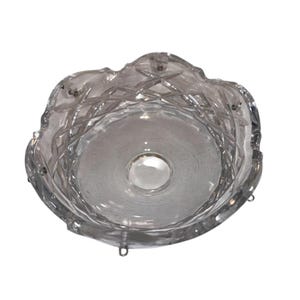 Antique Candle Drip Protector, Vintage Glass Bobeche, Vintage Candle Protector, 4 1/4" Chandelier Bobeche Cup, 6 Pin Diamond Candle Cup