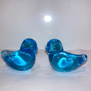 2 Mini uccellini azzurri, statuetta di uccellino azzurro, uccellino azzurro in vetro soffiato vintage, uccellino azzurro in vetro, uccellino azzurro in vetro turchese, Ron Ray