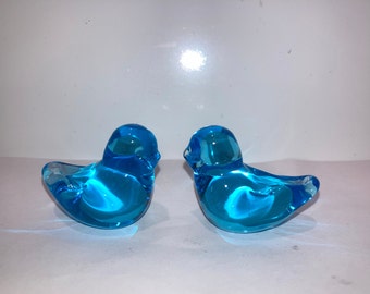 2 Mini Bluebird, Little Blue Bird Figure, Vintage Blown Glass Bluebird, Glass Bluebird, Turquoise Glass Bluebird, Ron Ray