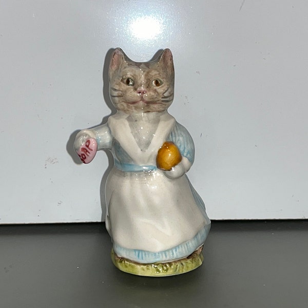 Vintage Beatrix Potter Tabitha Twitchett, Beatrix Potter Cat Figure, Beatrix Potter Tabitha Twitch 1961, Beatrix England Cat con sapone, menta