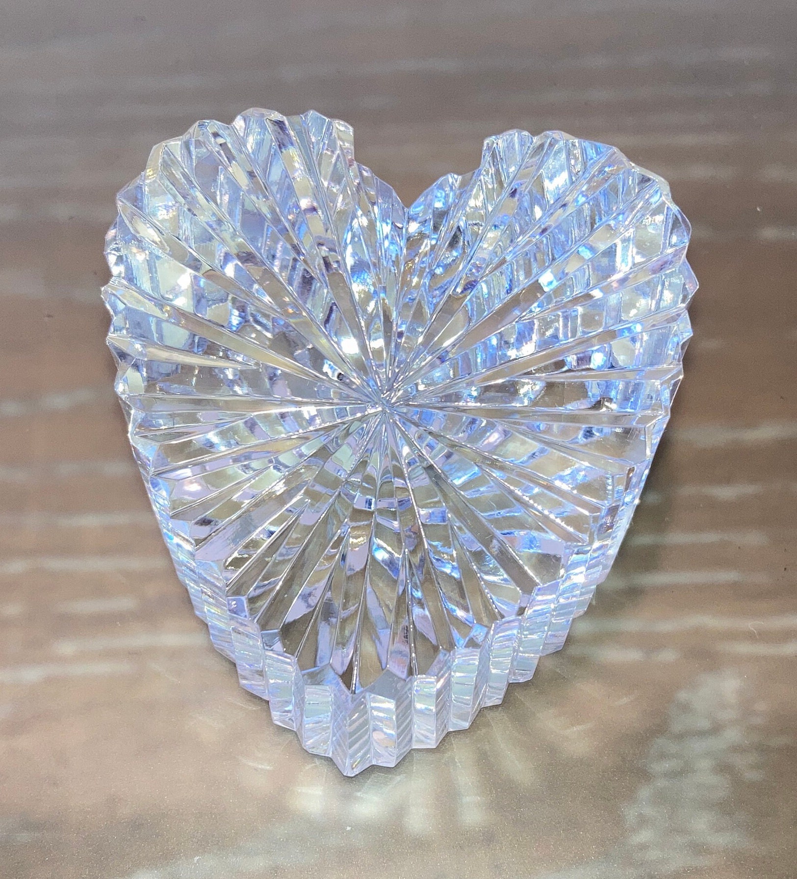Crystal Graduated Heart, Vintage Heart Paperweight, Fluted Heart ...