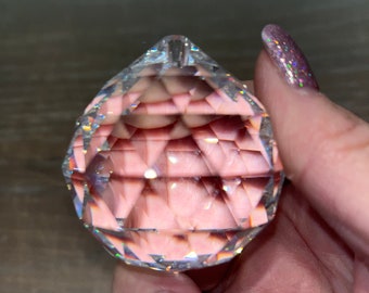 1 1/2" Window Prism Ball, Hanging Crystal for Rainbow, Round Faceted Window Crystal, Suncatcher Chandelier Ball