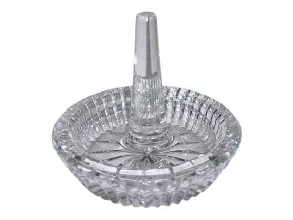 Waterford Ribbed Ring Dish, Waterford Round Ring Holder, Crystal Ring Holder, Waterford Crystal Ring Dish, Signed Ring Dish, Mint