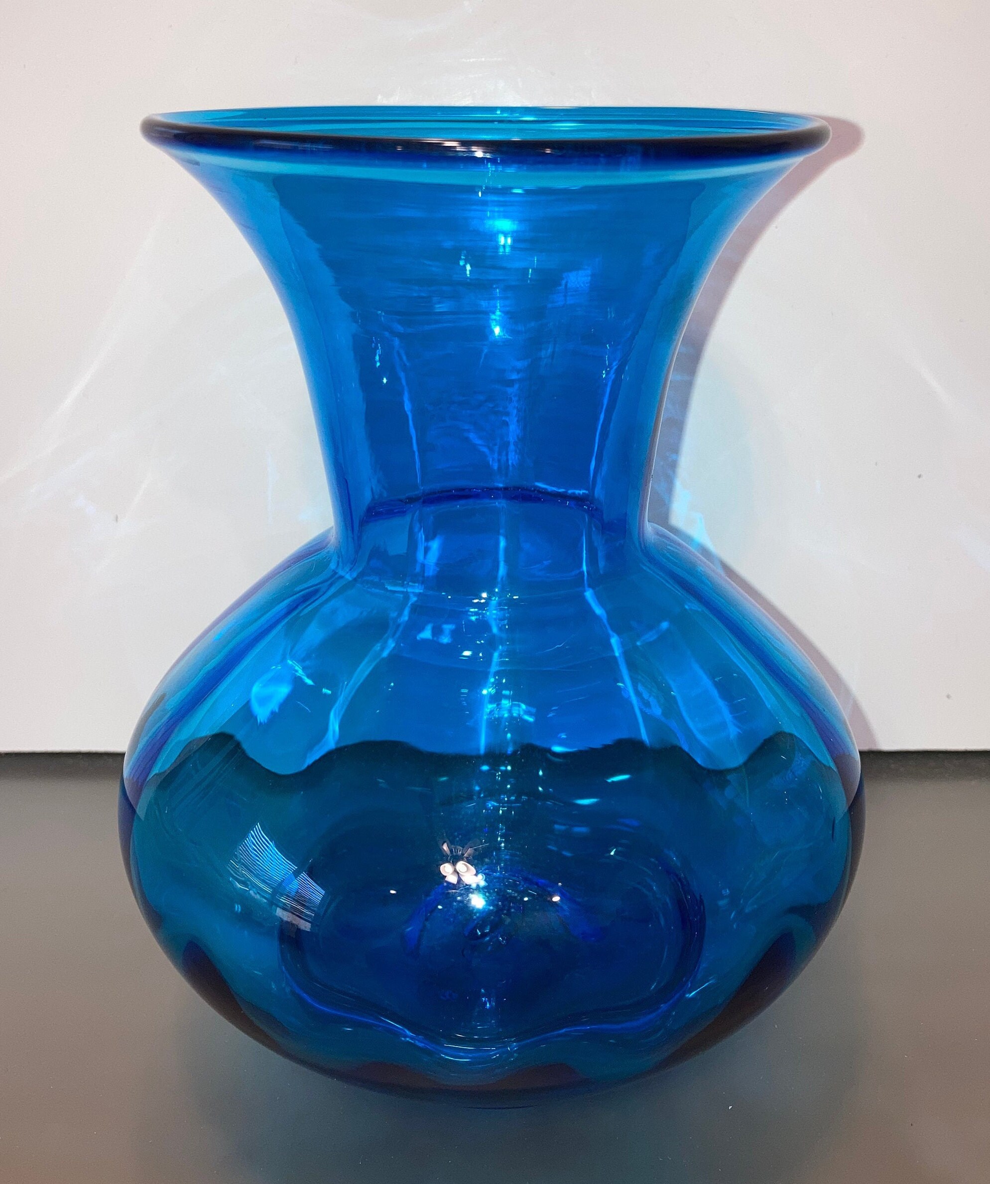 Turquoise Blown Glass Vase Art Glass 7 Blue Vase Etsy Singapore