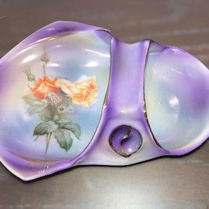 Antique Royal Bayreuth Handled Basket, Royal Bayreuth Apricot Roses Bowl, Royal Bayreuth Lavender Dish, Royal Bayreuth Blue Mark 6&quot; Dish