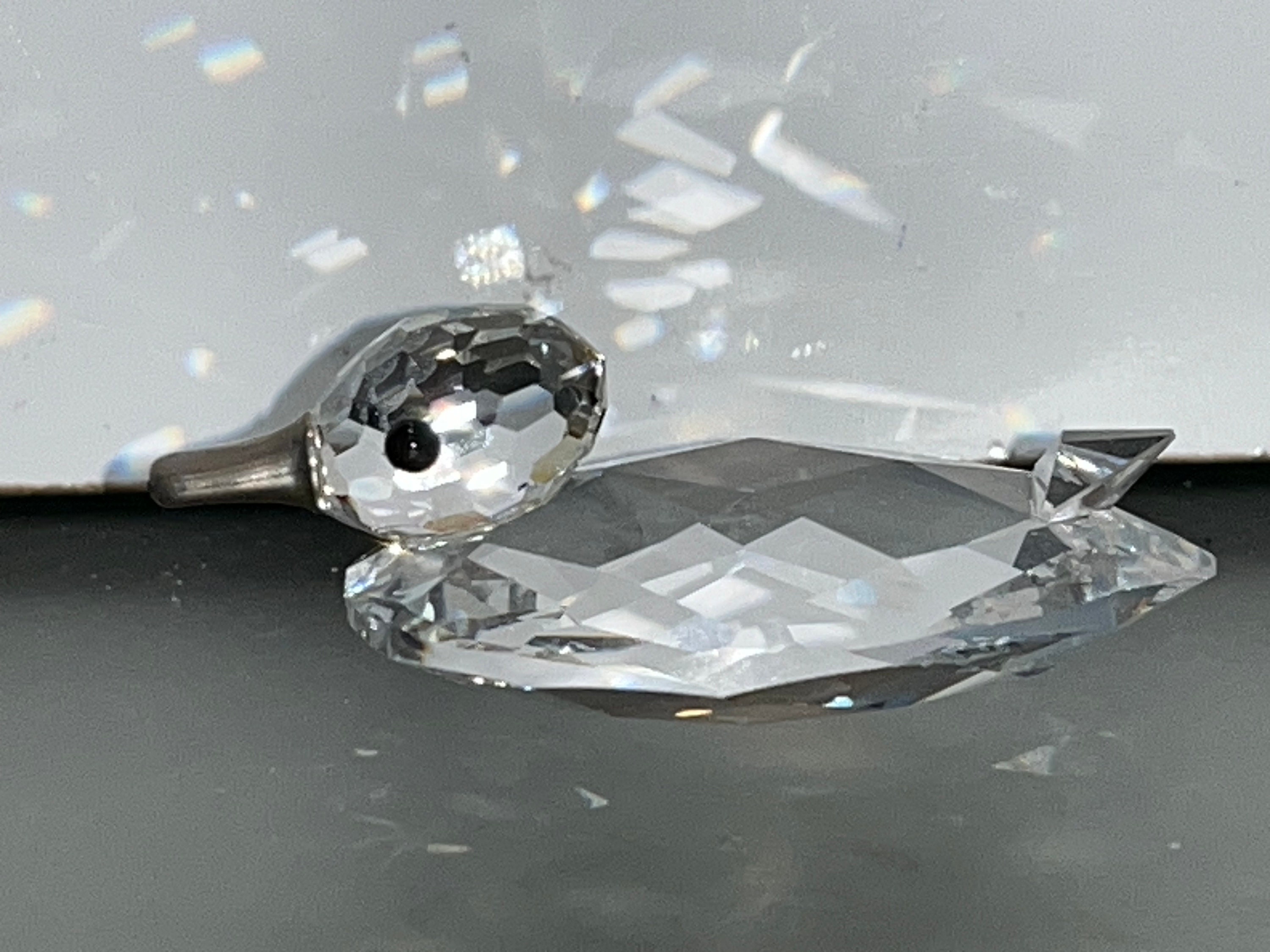 Kaczka kryształowa Swarovski, srebrny dziób kaczki Swarovski, Swarovski 010032, 1 3/4" kryształowa kaczka Swarovski, kaczka krzyżówka Swarovski, mięta