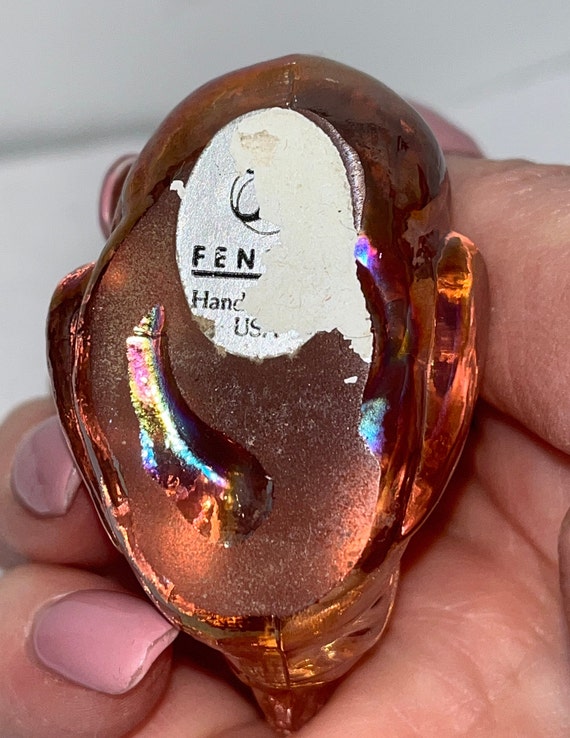 Fenton Pink Iridescent Hen Figure, Vintage Fenton Pink Glass