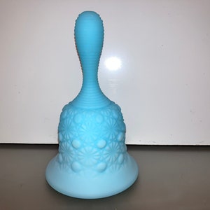Vintage Fenton Blue Custard Bell, Fenton Satin Daisy Button Bell, Fenton Bee Hive Handle Bell, Fenton 6&quot; Blue Daisy Button Bell, Mint