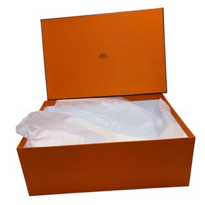 Hermes Gift Box, Empty Hermes Box with Tissue, Hermes Box 4 1/2&quot; tall x 12 1/2&quot; long x 11&quot; wide, Hermes Gift Box, Good
