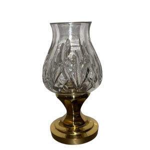 Vintage Waterford Belmont Hurricane Lamp, Waterford Brass Hurricane Lamp, Waterford 8&quot; Lismore Hurricane Lamp, READ