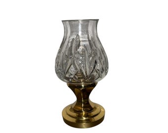 Vintage Waterford Belmont Hurricane Lamp, Waterford Brass Hurricane Lamp, Waterford 8" Lismore Hurricane Lamp, READ