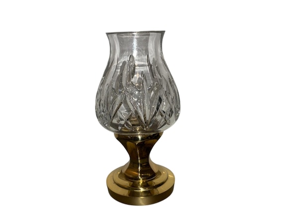 Vintage Waterford Belmont Hurricane Lamp, Waterford Brass Hurricane Lamp, Waterford 8" Lismore Hurricane Lamp, READ