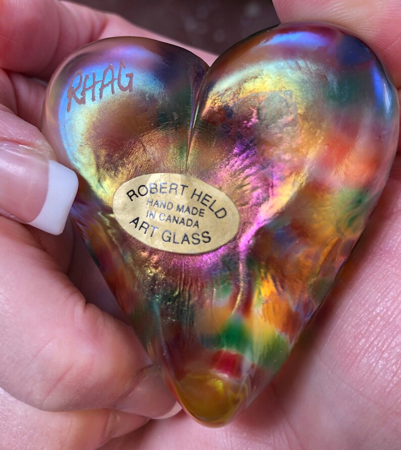 Art Glass Heart Robert Held Iridescent Heart Shaped Paper Etsy