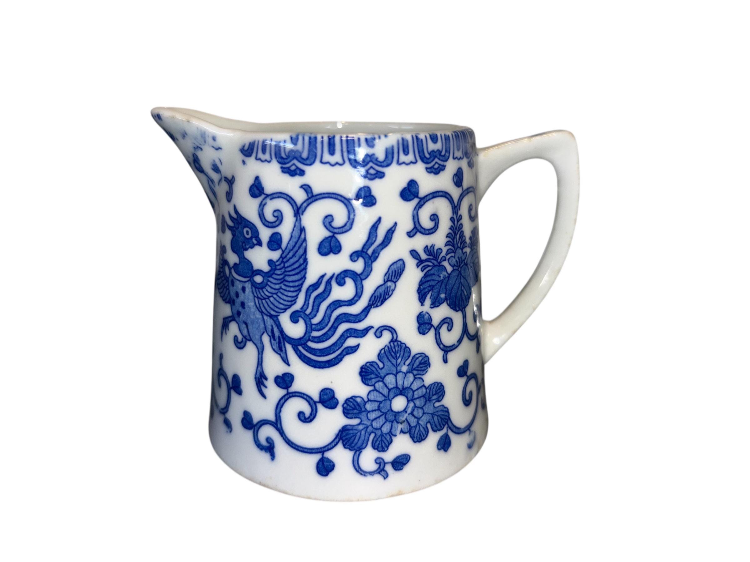 Vintage Phoenix Ware Cream Pitcher, Japan Blue White Cream Pitcher