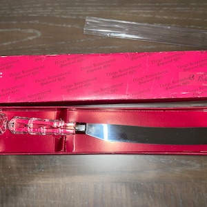 Vintage Crystal Cake Knife, Things Remembered Crystal Knife, 13" Crystal Handle Cake Knife, Crystal Serrated Knife, Wedding Knife, in Box