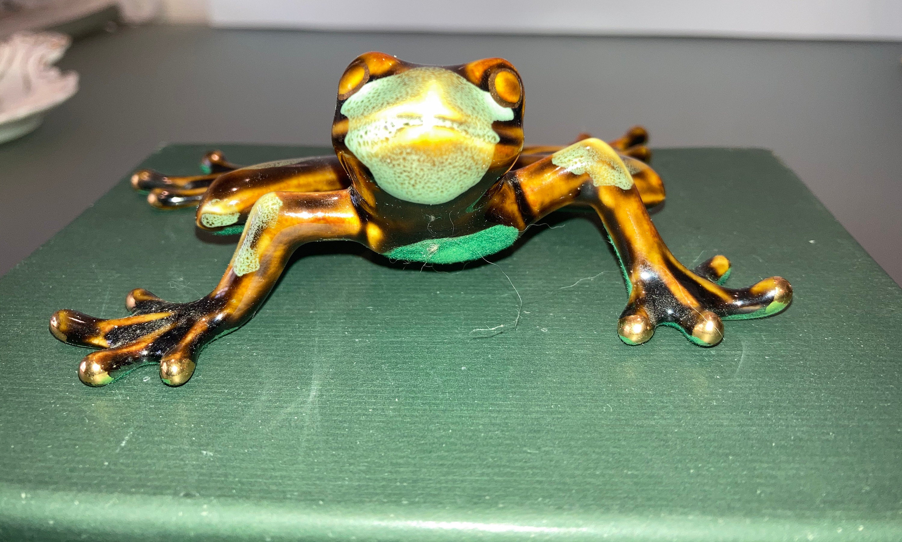 Vintage Ceramic Tree Frog Green Frog Figure in Gift Box Etsy
