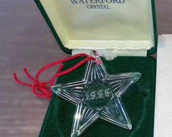 Vintage Waterford Crystal Christmas Ornament 1995, Collectible Waterford Ornaments, Etched Crystal Star 1995 Memory Christmas, in box