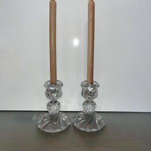 Vintage Baccarat Bambous Candlesticks, Baccarat Bambous 6 1/2&quot; Candlesticks, Baccarat Swirl Candle Sticks, Made in France, Baccarat Mint