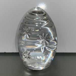Sullivans Crystal Egg Paperweight, Poland 2000 Stars Egg Paper Weight, Crystal Egg Stars, Crystal Egg 3 1/2&quot;, Etched Stars Egg, Mint