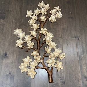 For Ken Syroco Blossom Tree Wall Decor, Syroco 4465 Natural Tree with Blossoms, Syroco 4465 Dogwood 29" Branch, 1950 Syroco Tree Branch,Mint