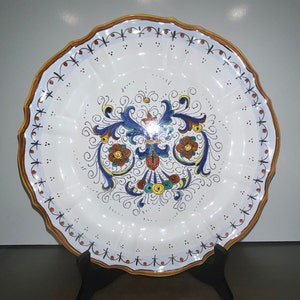 Vintage Deruta 12&quot; Large Plate, Italian Majolica 12&quot; Scalloped Plate, Deruta Painted Wall Plate, Deruta Lantica, Deruta Yonkers, Good