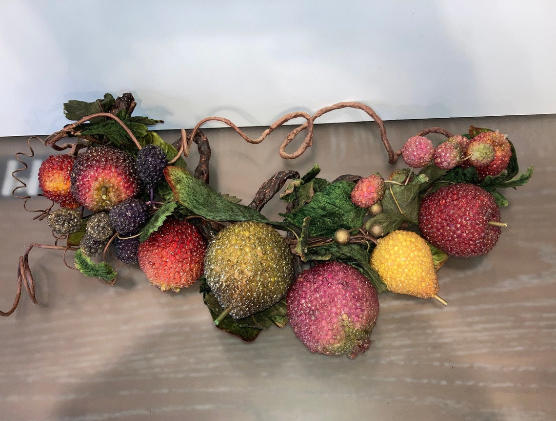 Vintage Beaded Fruit Centerpiece Beaded Apples Beaded Pear Etsy