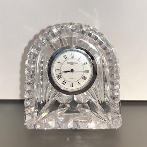 Waterford 3 1/4&quot; Clock, Waterford Desk Clock, Signed Waterford Ireland Clock, Working Waterford Faceted Clock, Waterford Small Clock, Mint