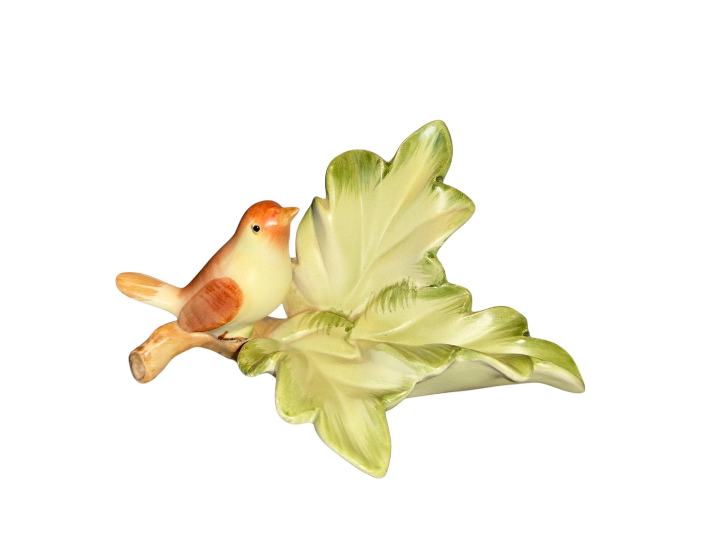 Vintage Japan Bird on Leaf, FF 1982 Bird on Leaf Dish, Porcelain