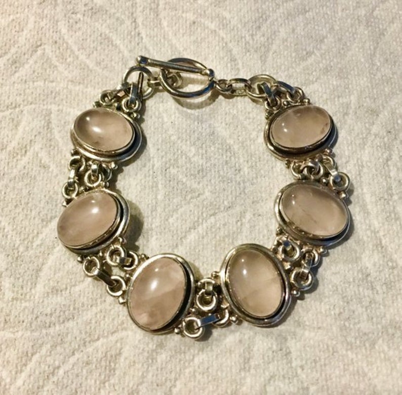 Oval Moonstone Bracelet Vintage Quartz Bracelet Healing Crystal Mystical Moonstone Bracelet Sterling Silver Bracelet Vintage Jewelry