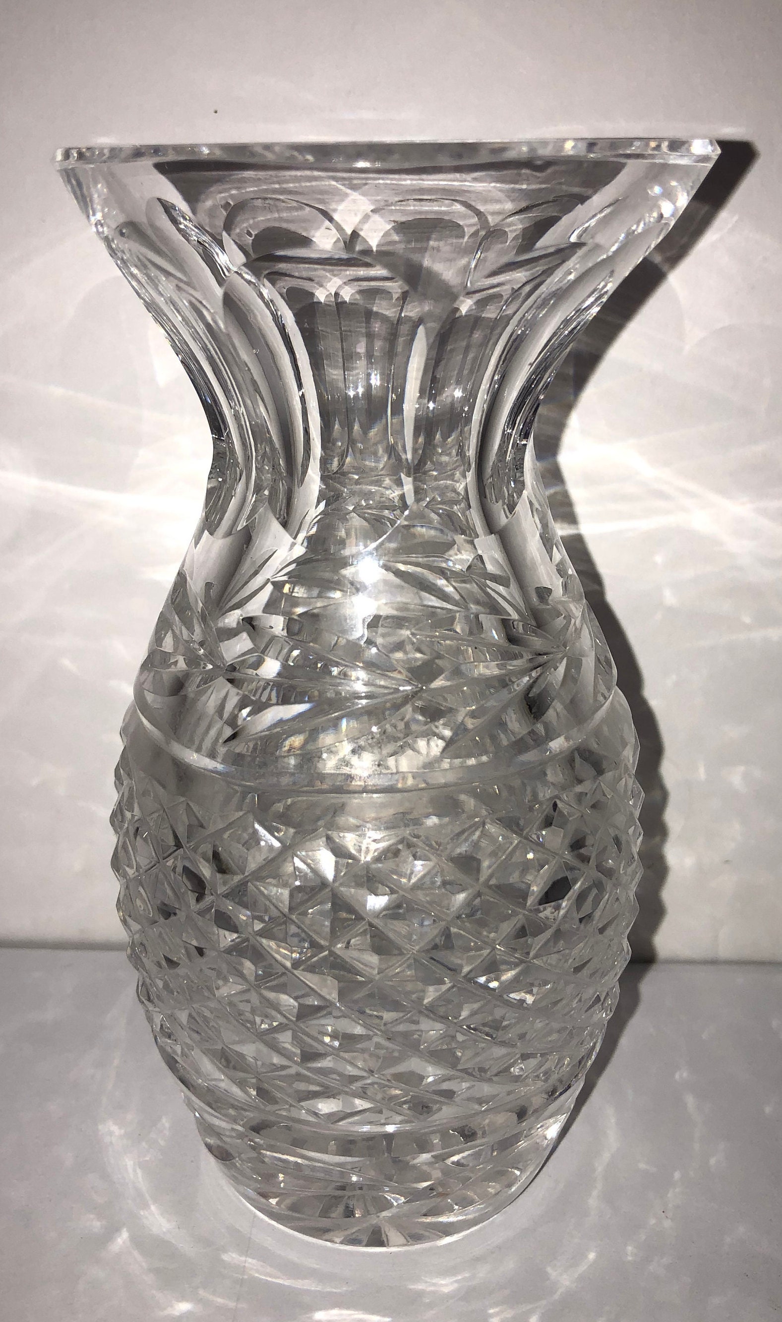 Vtg Waterford Crystal Retired Glandore 7" Vase Made In Ireland