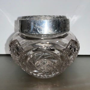 Vintage Stars Glass Vanity Jar, Vintage Pinwheel Lidded Jar, 4 1/2&quot; Vanity Dresser Jar, Silver Lidded Glass Jar, Bathroom Vanity Jar, Good